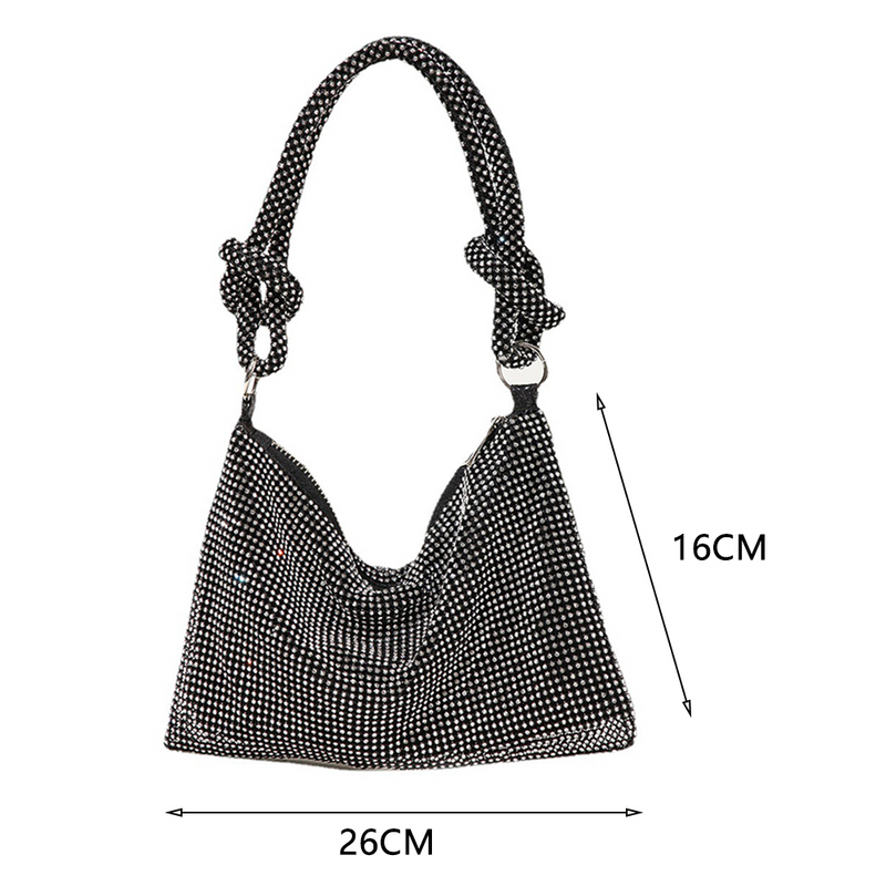 Bolsa Strass Charm Meia Lua Cristal