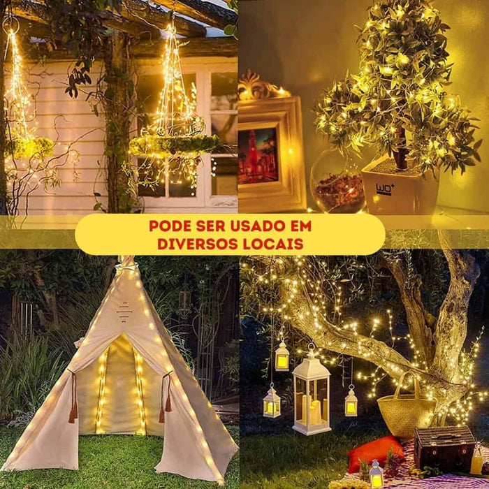 Pisca-Pisca de Natal Solar 8 Modos de Iluminação