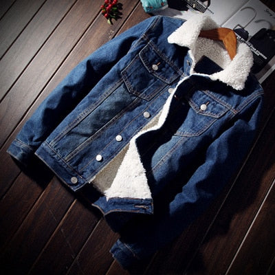 Jaqueta Jeans Overside Masculina Forroda em Lã