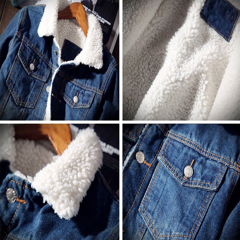 Jaqueta Jeans Overside Masculina Forroda em Lã