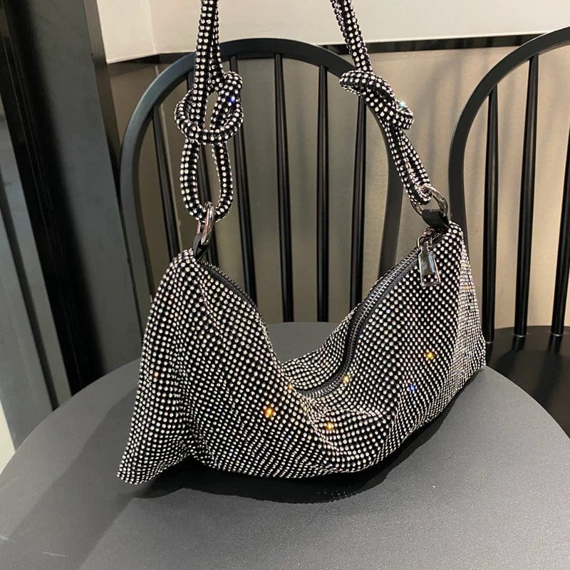 Bolsa Strass Charm Meia Lua Cristal