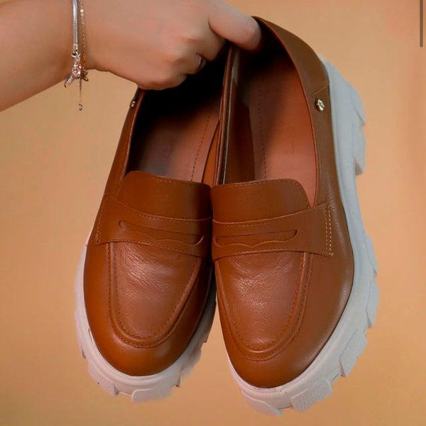 Mocassim Plataforma Feminino em Couro - Mari - Viegaro